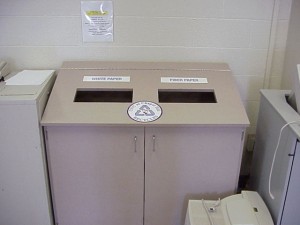 Recycling bins in Beard Hall