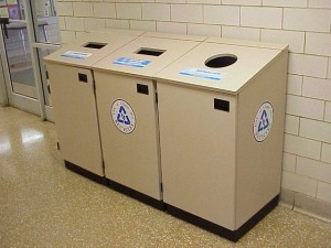 Recycling bins in Dey Hall