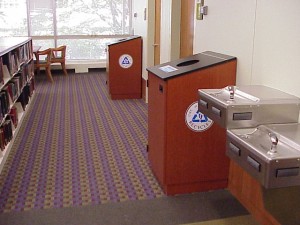 Recycling bins in House Library