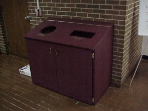 Recycling bins in Van Hecke-Wettach Hall