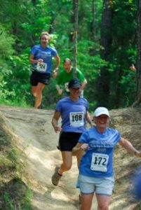 Smiling trail runners