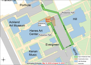 Hanes Art Center Project Work Zone and Pedestrian Detours