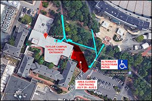 Campus Health Pedestrian Detour Map