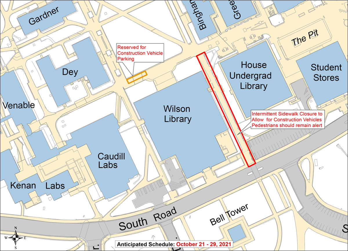 Wilson and Undergraduate libraries sidewalk impacts map