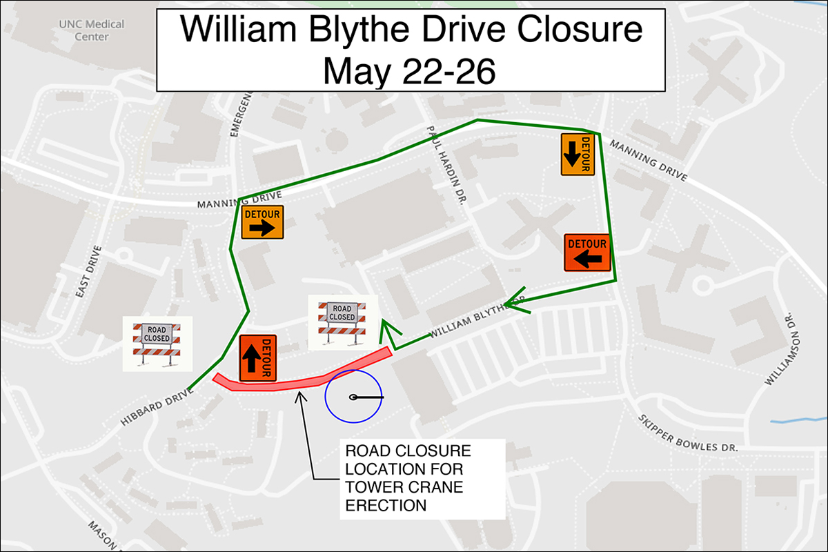 William Blythe Drive closure detour map