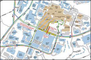 Map of Manning Drive traffic detours